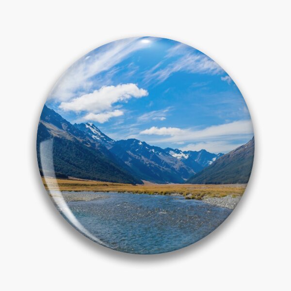 Item preview, The upper Ahuriri River on a sunny day, surrounded by snow capped mountains, New Zealand designed and sold by SnapTPhotograph.