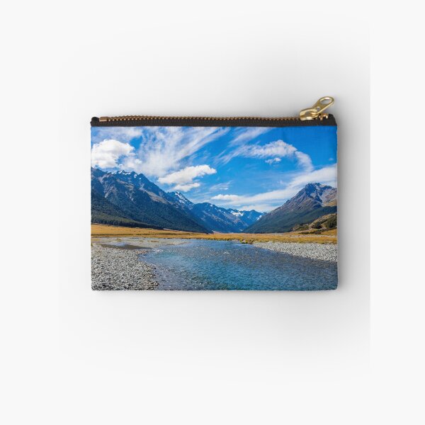 Item preview, The upper Ahuriri River on a sunny day, surrounded by snow capped mountains, New Zealand designed and sold by SnapTPhotograph.
