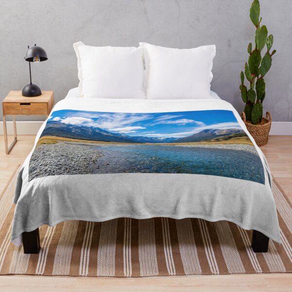 Item preview, The upper Ahuriri River on a sunny day, surrounded by snow capped mountains, New Zealand designed and sold by SnapTPhotograph.