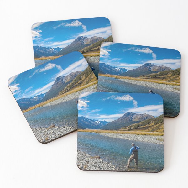 Item preview, A fly fisherman casting on a beautiful mountain stream in New Zealand designed and sold by SnapTPhotograph.