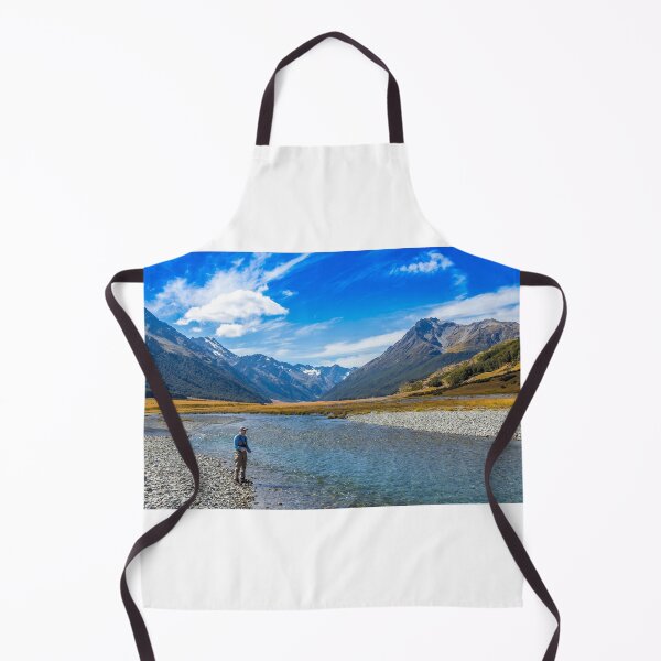 Item preview, An angler fly fishing for trout on the Ahuriri river, surrounded by mountains, New Zealand designed and sold by SnapTPhotograph.