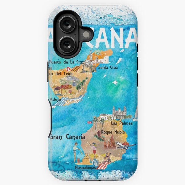 Item preview, Canary Islands Illustrated Travel Map with Tenerife, Gran Canary, Lanzarote, Fuerteventura La Palma Gomera and Hierro designed and sold by artshop77.