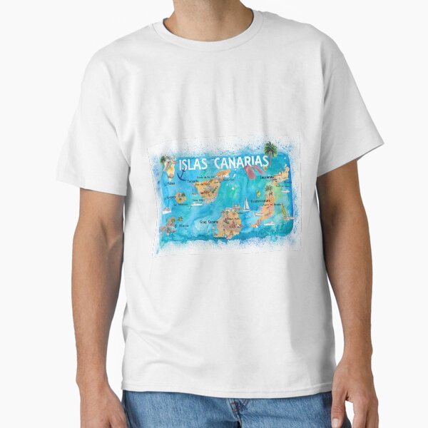 Item preview, Canary Islands Illustrated Travel Map with Tenerife, Gran Canary, Lanzarote, Fuerteventura La Palma Gomera and Hierro designed and sold by artshop77.