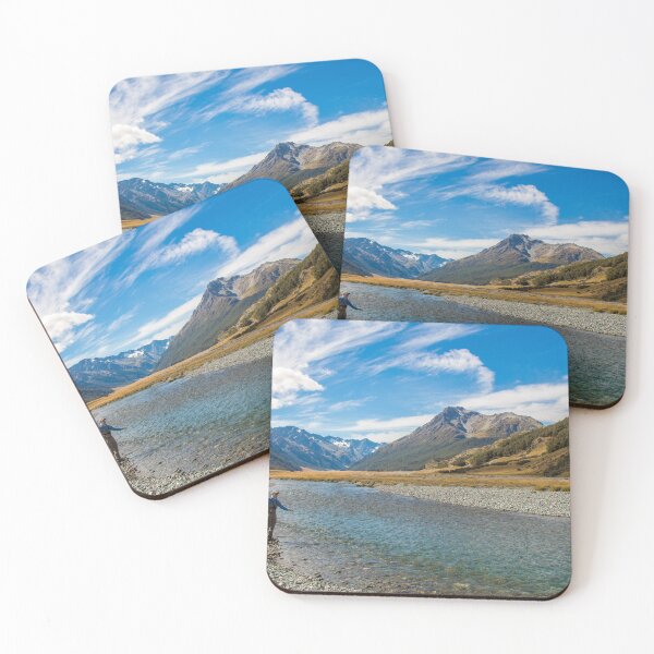 Item preview, A fly fisherman casting for trout on the Ahuriri River in New Zealand designed and sold by SnapTPhotograph.