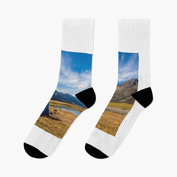 Item preview, A tent pitched beside a river, surrounded by mountains, in New Zealand designed and sold by SnapTPhotograph.
