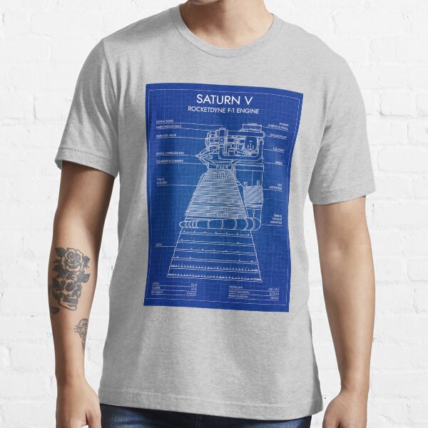 "Rocketdyne F1 Engine. Saturn V (Blueprint)" Tshirt for Sale by