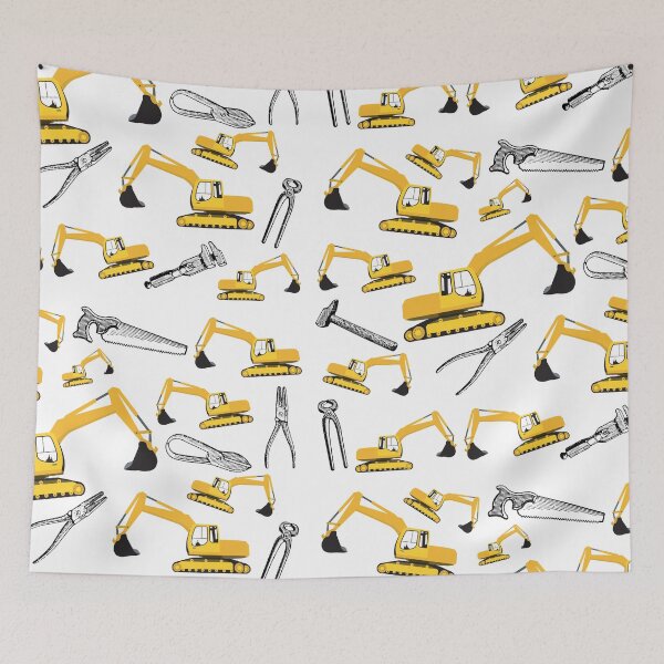 Item preview, Excavator Construction Trucks and Tools Pattern designed and sold by idovedesign.