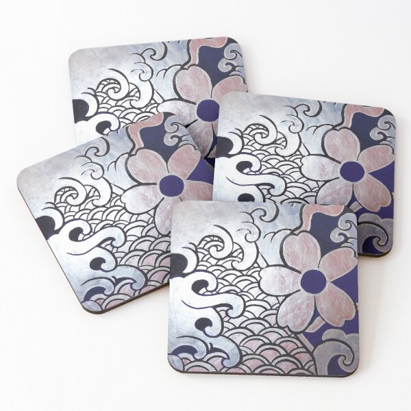 Item preview, Japanese carp, waves and blossom designed and sold by JaneenieDesign.