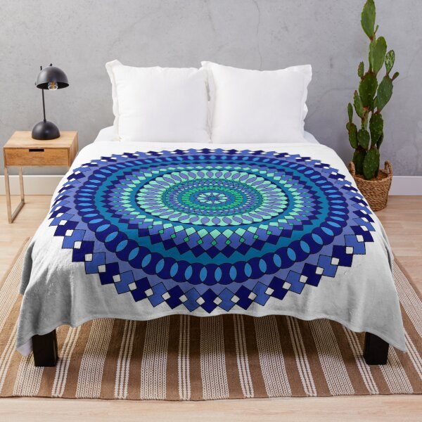 Artikelvorschau, Blaue Mandala Kunst (Weiß) entworfen und verkauft von OrganicCharm.
