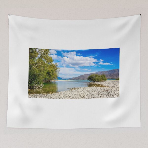 Item preview, The slow flowing Pukaki river as it flows into Lake Benmore on a sunny day, New Zealand designed and sold by SnapTPhotograph.