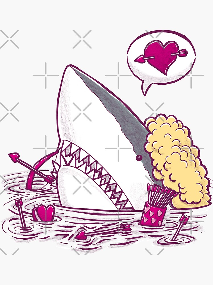 Thumbnail 3 of 3, Sticker, The Cupid Shark in Water designed and sold by nickv47.