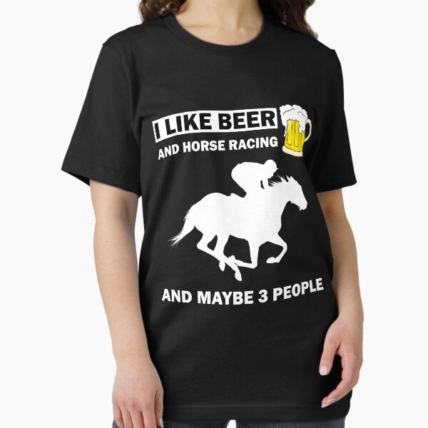Aperçu de l'œuvre J'aime la bière et les courses de chevaux et peut-être 3 personnes Cadeau de Noël drôle de mème créée et vendue par Best Arts.