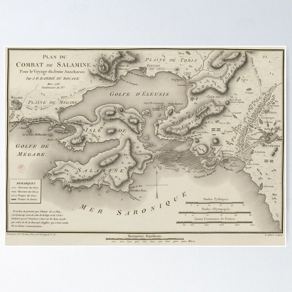 Aperçu de l'œuvre Carte de la bataille de Salamine créée et vendue par ClassicalGreece.