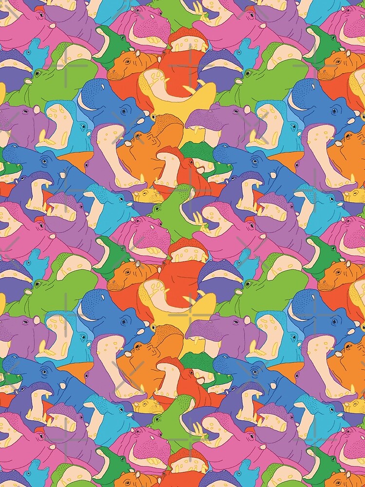 Laughing Hippos - bright by Hippopottermiss