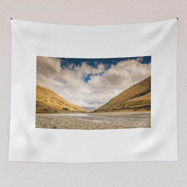 Item preview, A New Zealand mountain stream in a V shaped valley with dramatic clouds designed and sold by SnapTPhotograph.