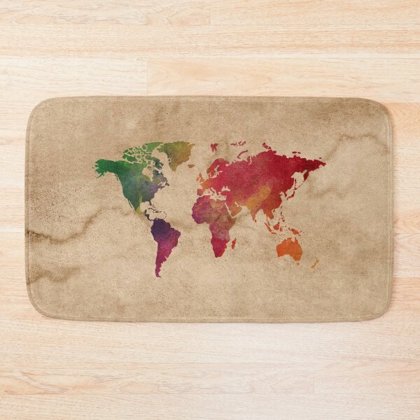 Item preview, Rainbow Colors Watercolor Rustic World Map  designed and sold by ardasen.