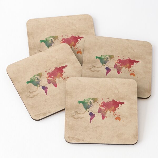 Item preview, Rainbow Colors Watercolor Rustic World Map  designed and sold by ardasen.