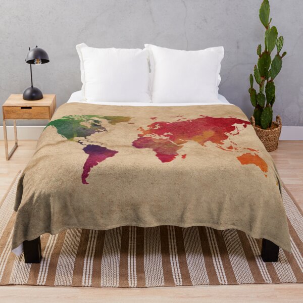 Item preview, Rainbow Colors Watercolor Rustic World Map  designed and sold by ardasen.