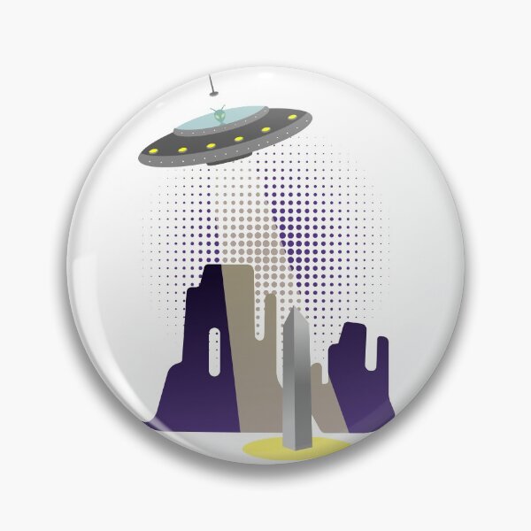 Item preview, Alien in UFO planting a monolith in Utah designed and sold by Happy Puppy Print On Demand.