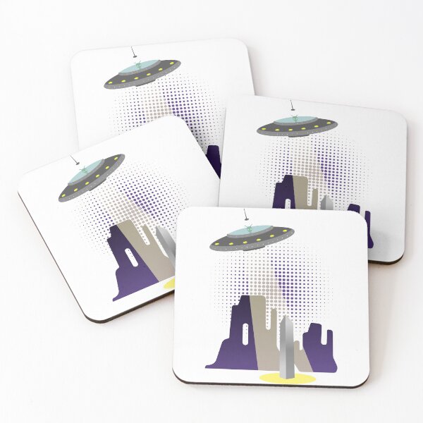 Item preview, Alien in UFO planting a monolith in Utah designed and sold by Happy Puppy Print On Demand.