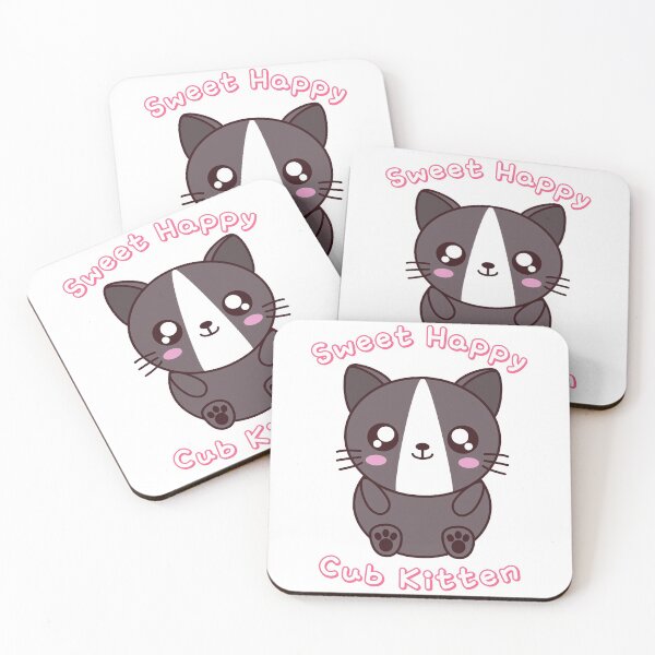 Item preview, Sweet Happy Cub Kittens - Gray and White Kawaii Cat designed and sold by CheraeLynn.