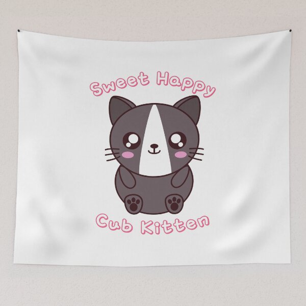 Item preview, Sweet Happy Cub Kittens - Gray and White Kawaii Cat designed and sold by CheraeLynn.