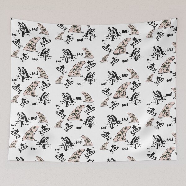Item preview, Surfing surf Bali fin sharks cool retro designed and sold by Tropical Blood.