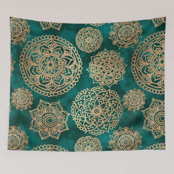 Item preview, Teal Green and Gold Mandala Pattern designed and sold by Julie Erin Designs.
