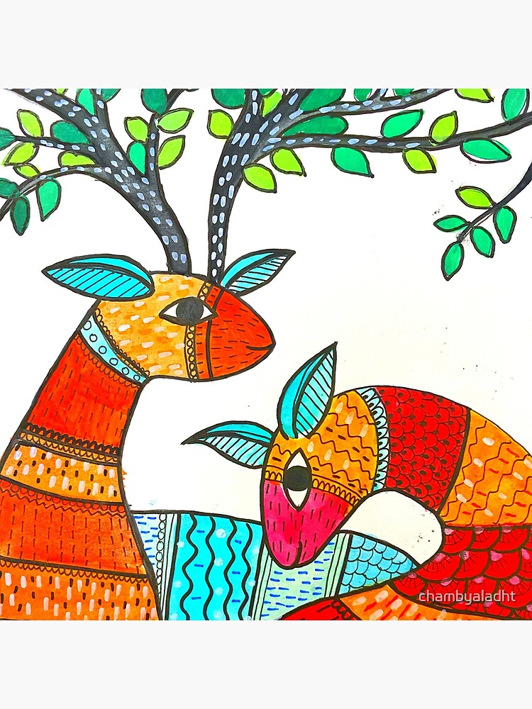 Tribal Gond Art Of Deer Poster For Sale By Chambyaladht Redbubble