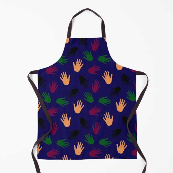 Item preview, multicolored hand prints on blue background designed and sold by Olha Volokhova.