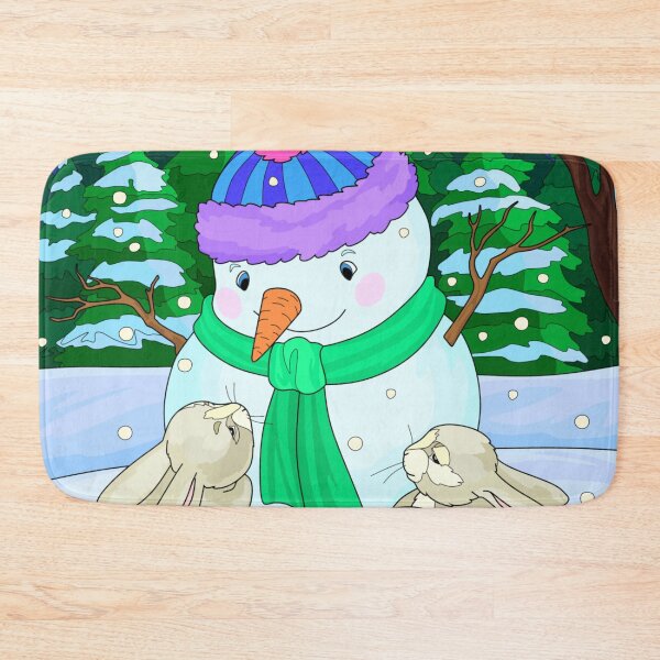 Artikelvorschau, Der Schneemann mit seinen Hasenfreunden entworfen und verkauft von Karine Dupras.