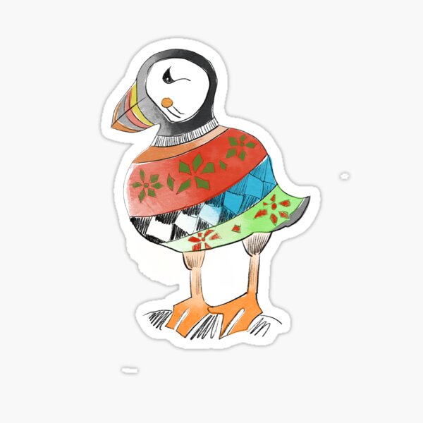 Item preview, Puffin in a Fair Isle jumper designed and sold by ScottishSal.