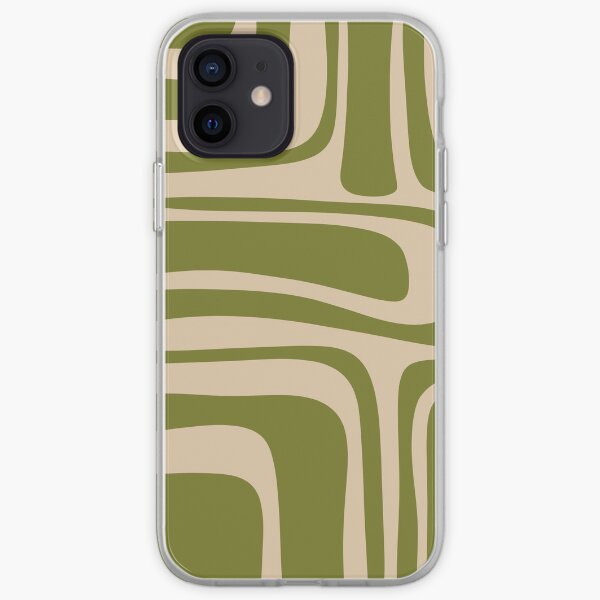 Palm Springs Retro Midcentury Modern Abstract Pattern in Mid Mod Beige and Olive Green iPhone Soft Case