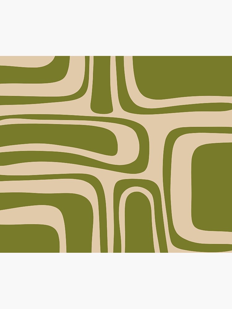 Palm Springs Retro Midcentury Modern Abstract Pattern in Mid Mod Beige and Olive Green by kierkegaard