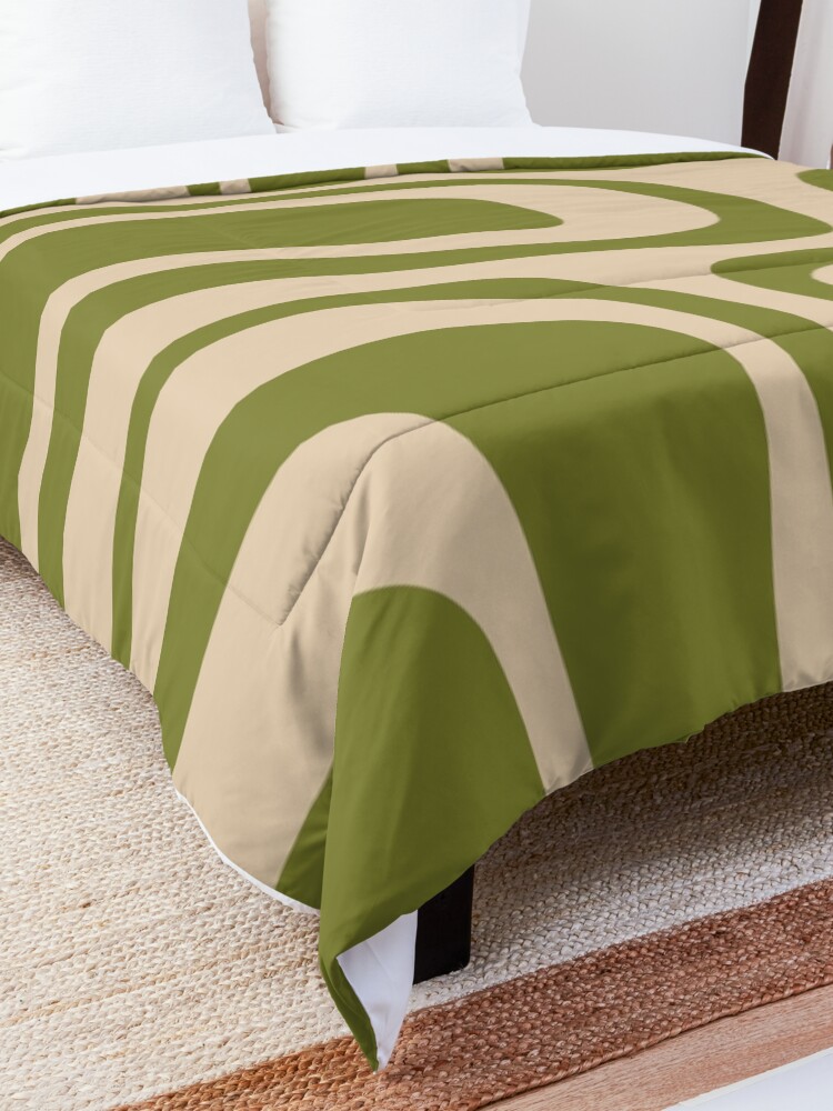 Alternate view of Palm Springs Retro Midcentury Modern Abstract Pattern in Mid Mod Beige and Olive Green Comforter