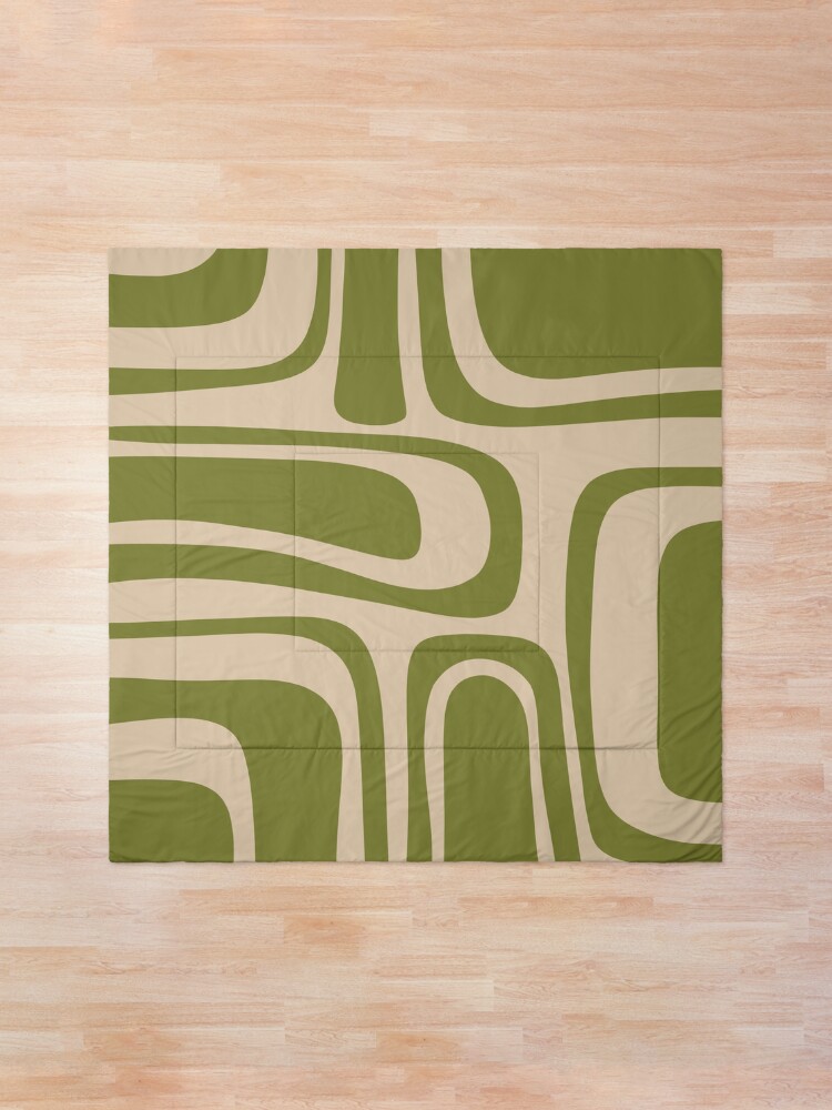 Alternate view of Palm Springs Retro Midcentury Modern Abstract Pattern in Mid Mod Beige and Olive Green Comforter