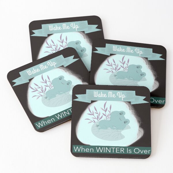 Item preview, Cute Frog "Wake me up when winter is over" in black background designed and sold by Vero De.