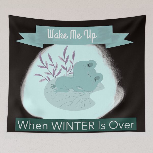 Item preview, Cute Frog "Wake me up when winter is over" in black background designed and sold by Vero De.