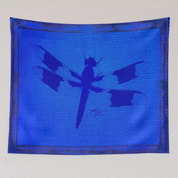 Item preview, There Be Dragonfly on Blue Hexagonal Bubblewrap Pattern designed and sold by Michael Cotto.