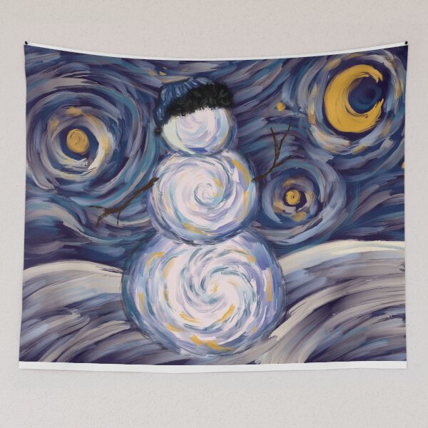 Item preview, Post Impressionist Style Snowman designed and sold by Katie Morris Art.