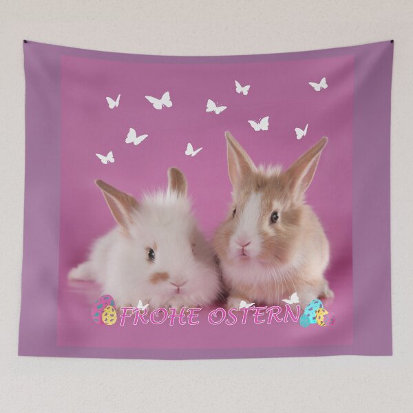 Item preview, Easter bunnies wish Happy Easter bunnies rabbits, pink, pink designed and sold by Toffy2222.