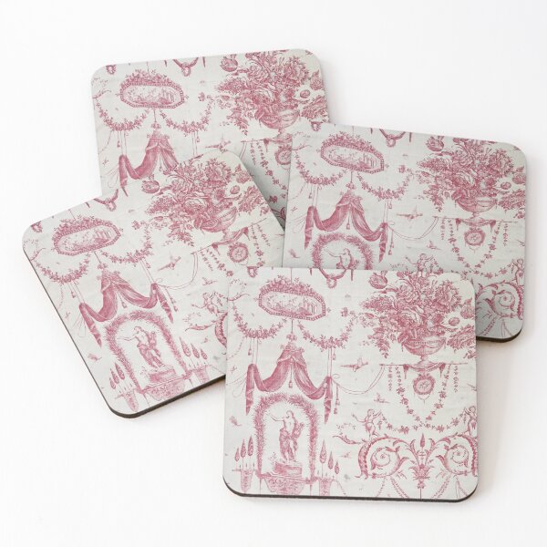 Item preview, Toile de Jouy 18th Century French Print: Pink Floral Print with Figures designed and sold by Zandria Kajewski.