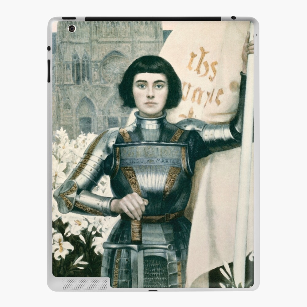 Joan Of Arc Black Short Hair In Shinning Armor Holding A Banner And ...