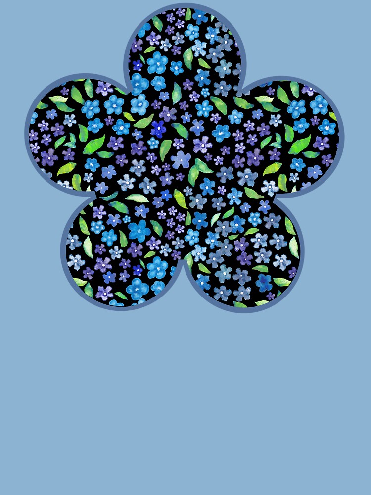 Camiseta para niños «Flores azules y moradas con hojas» de IridescentSea |  Redbubble
