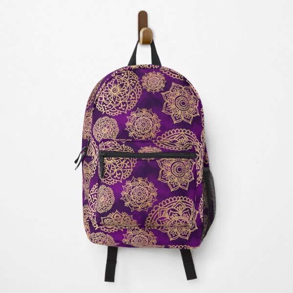 Vista previa del artículo con la obra «Patrón de mandala morado y dorado», diseñado y vendido por Julie Erin Designs.