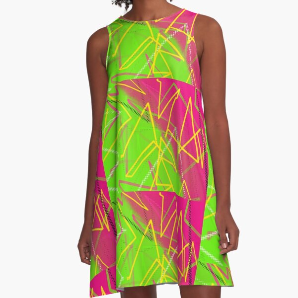 Neon 80's Vibes A-Line Dress