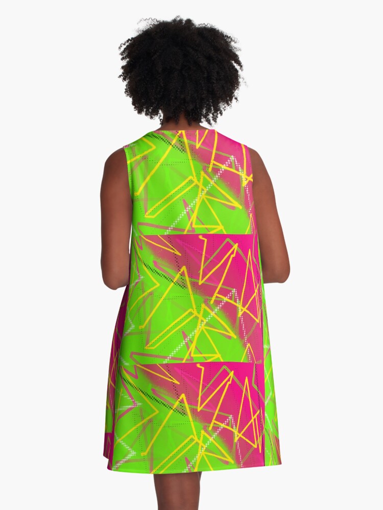 Thumbnail 3 of 4, A-Line Dress, Neon 80's Vibes designed and sold by that5280lady.