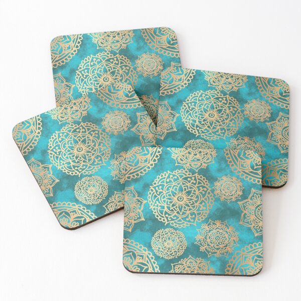 Item preview, Light Blue and Gold Mandala Pattern designed and sold by Julie Erin Designs.