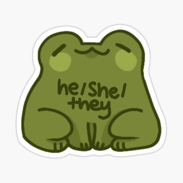 Aperçu de l'œuvre Il / Elle / Ils Grenouille Pronoms créée et vendue par humblemushroom.
