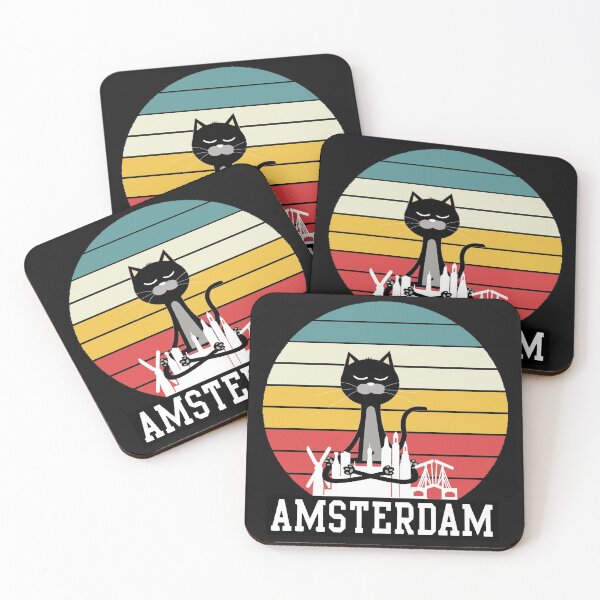 Item preview, Amsterdam skyline Cat Yoga designed and sold by HINDAM4U.